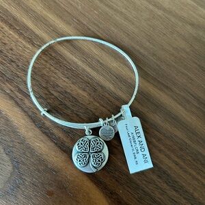 Alex and Ani NWT in box pewter four leaf clover